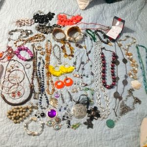 Large Jewelry lot earrings necklaces bracelet